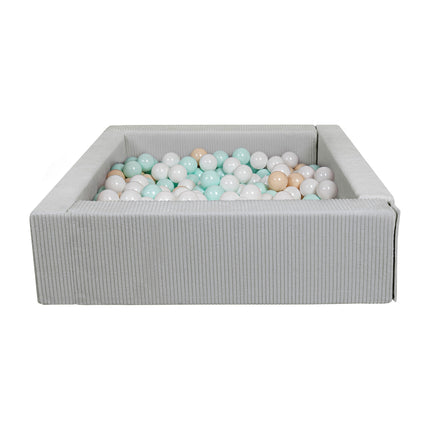 Corduroy Soft Play Square Ball Pit, Grey