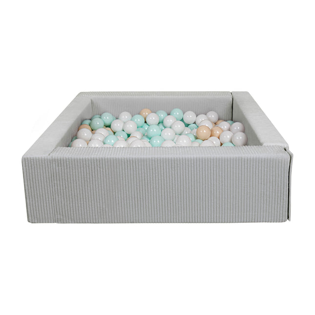 Corduroy Soft Play Square Ball Pit, Grey