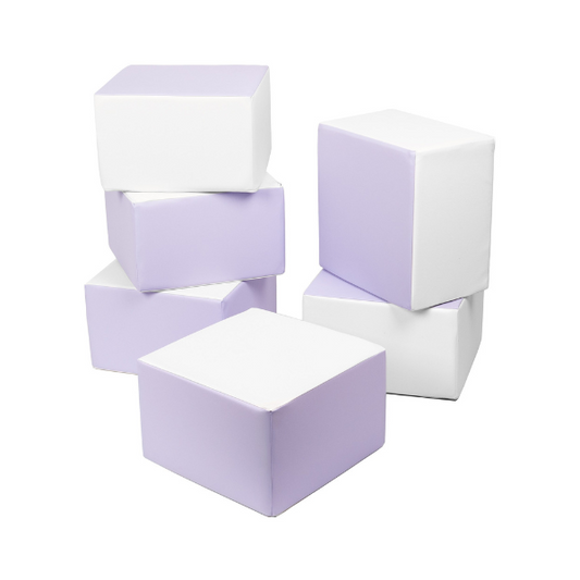 Large Building Blocks, Lilac & White, 6 Pieces