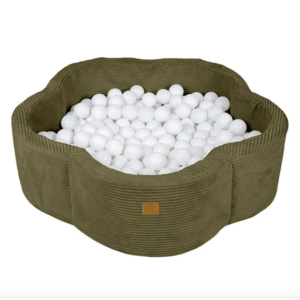 Corduroy Flower Ball Pit, Olive Green