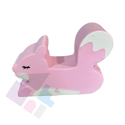 Pastel Pink Squirrel Soft Play Ride-On, Foam Animal Climber for Toddlers