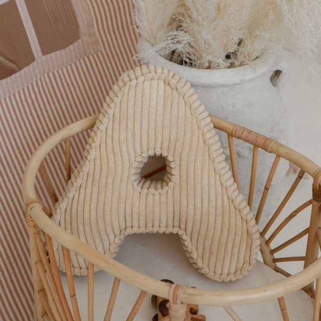 Corduroy Letter Cushion, Pastel Yellow