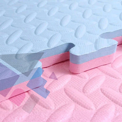 Pastel Pink & Pastel Blue, 100cm EVA Double-Sided Play Mats, Soft Play Puzzle Piece Floor Mats