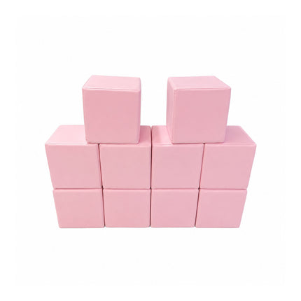 Soft Play Small Stacking Cubes (20cm Foam Building Blocks) Set of 10, Pastel Pink