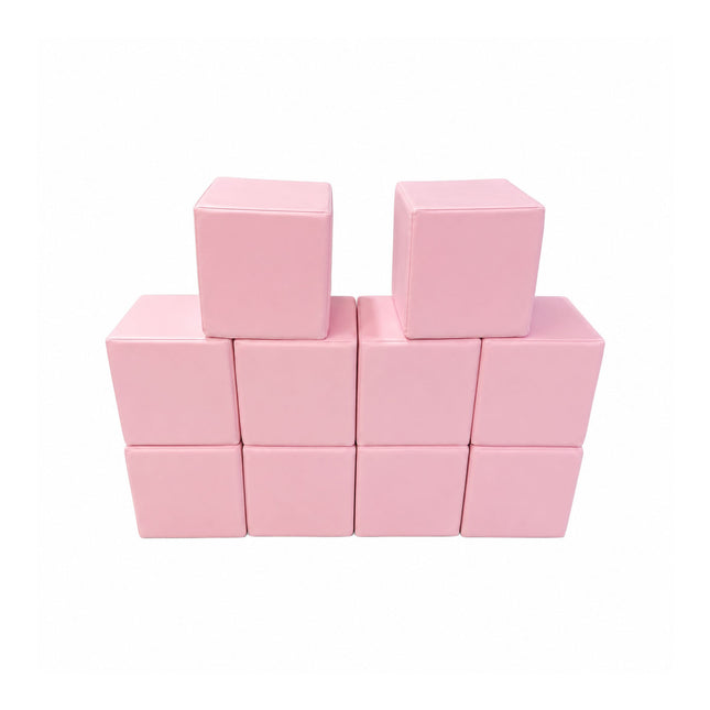 Soft Play Small Stacking Cubes (20cm Foam Building Blocks) Set of 10, Pastel Pink