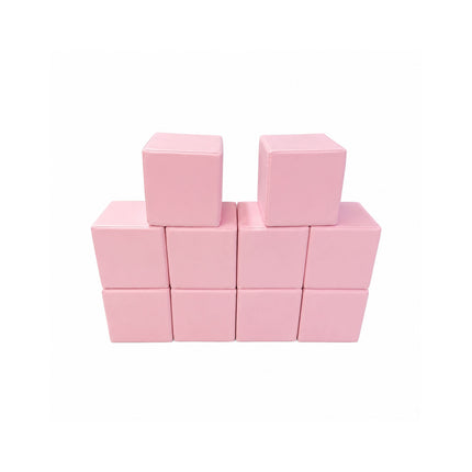 Soft Play Small Stacking Cubes (20cm Foam Building Blocks) Set of 10, Pastel Pink