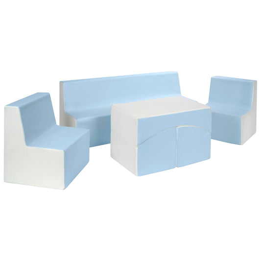 Soft Play Lounge Set, Pastel Blue & White