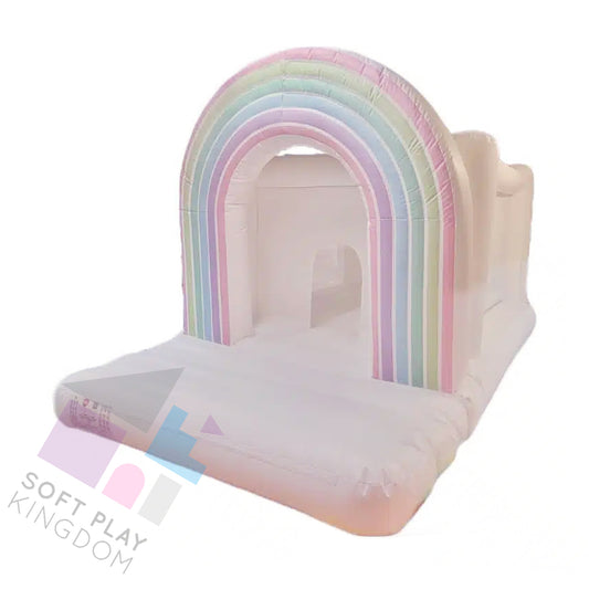 Kids Rainbow Netted Bouncy Castle, Multicoloured