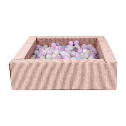 Corduroy Soft Play Square Ball Pit, Rose
