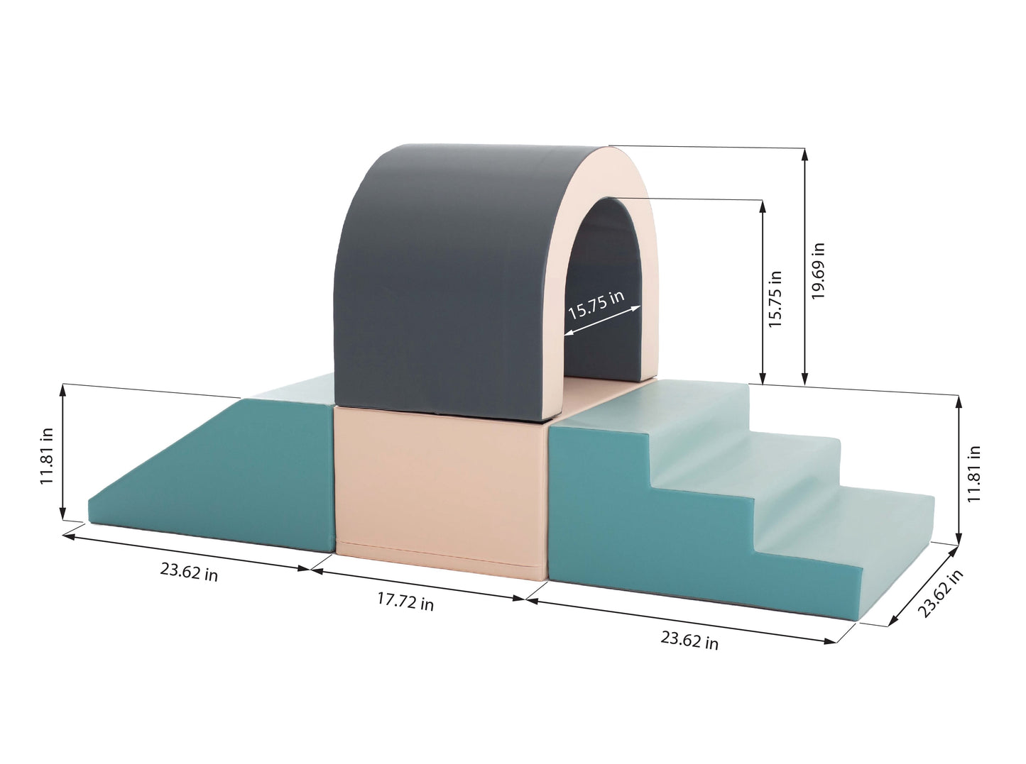 Tunnel, Step & Slide Set, Pastel & Grey