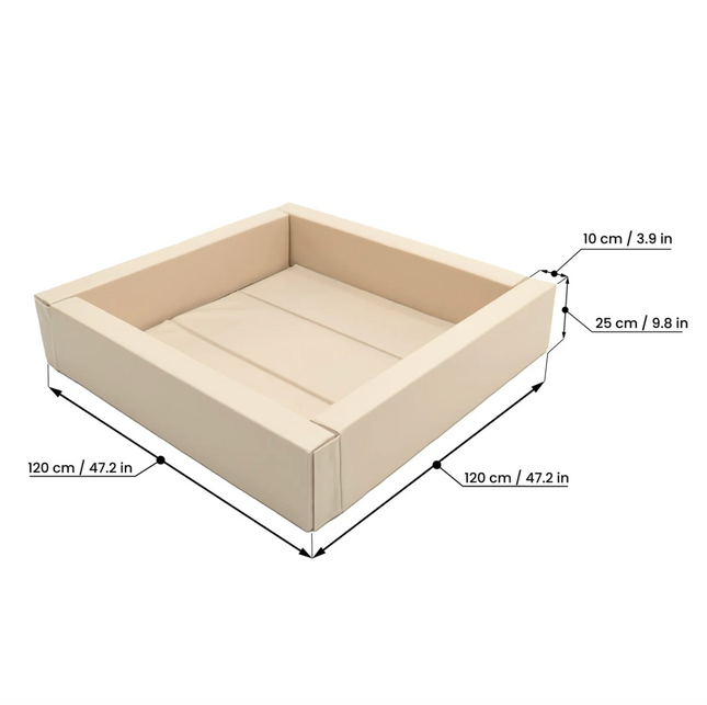 Soft Play Square Ball Pit, 130cm/4ft, Beige