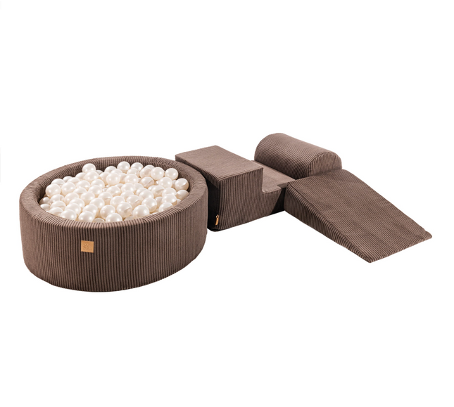 4-Piece Playsystem with Large Ball Pit, Chunky Corduroy Brown