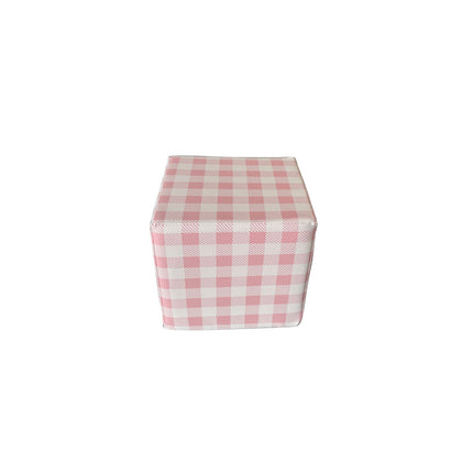 Soft Play Small Stacking Cubes (20cm Foam Building Blocks) Set of 10, Pastel Pink Plaid