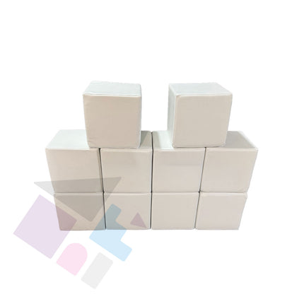 Soft Play Small Stacking Cubes (20cm Foam Building Blocks) Set of 10, White