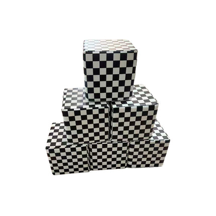 Soft Play Small Stacking Cubes (20cm Foam Building Blocks) Set of 10, Black & White Checkered