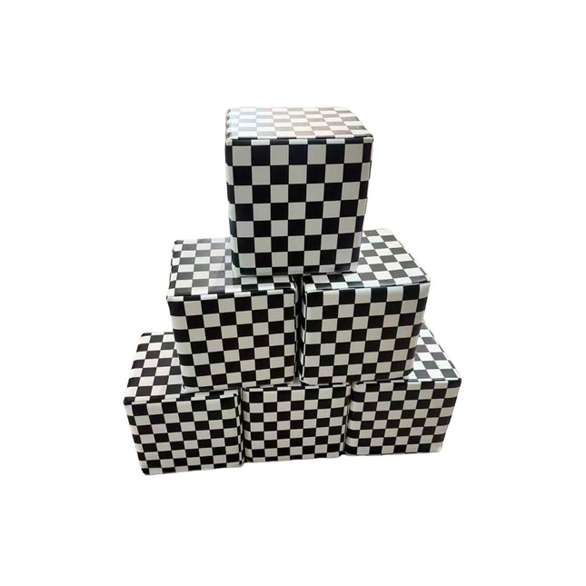 Soft Play Small Stacking Cubes (20cm Foam Building Blocks) Set of 10, Black & White Checkered
