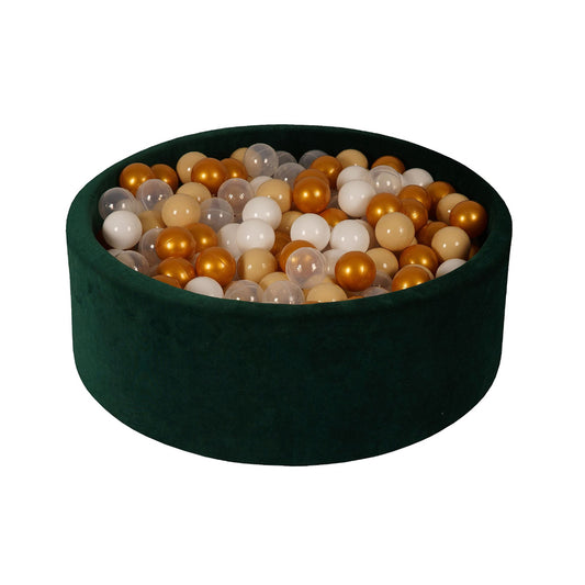 Velvet Round Ball Pit, Emerald Green (Choose your own ball colours)