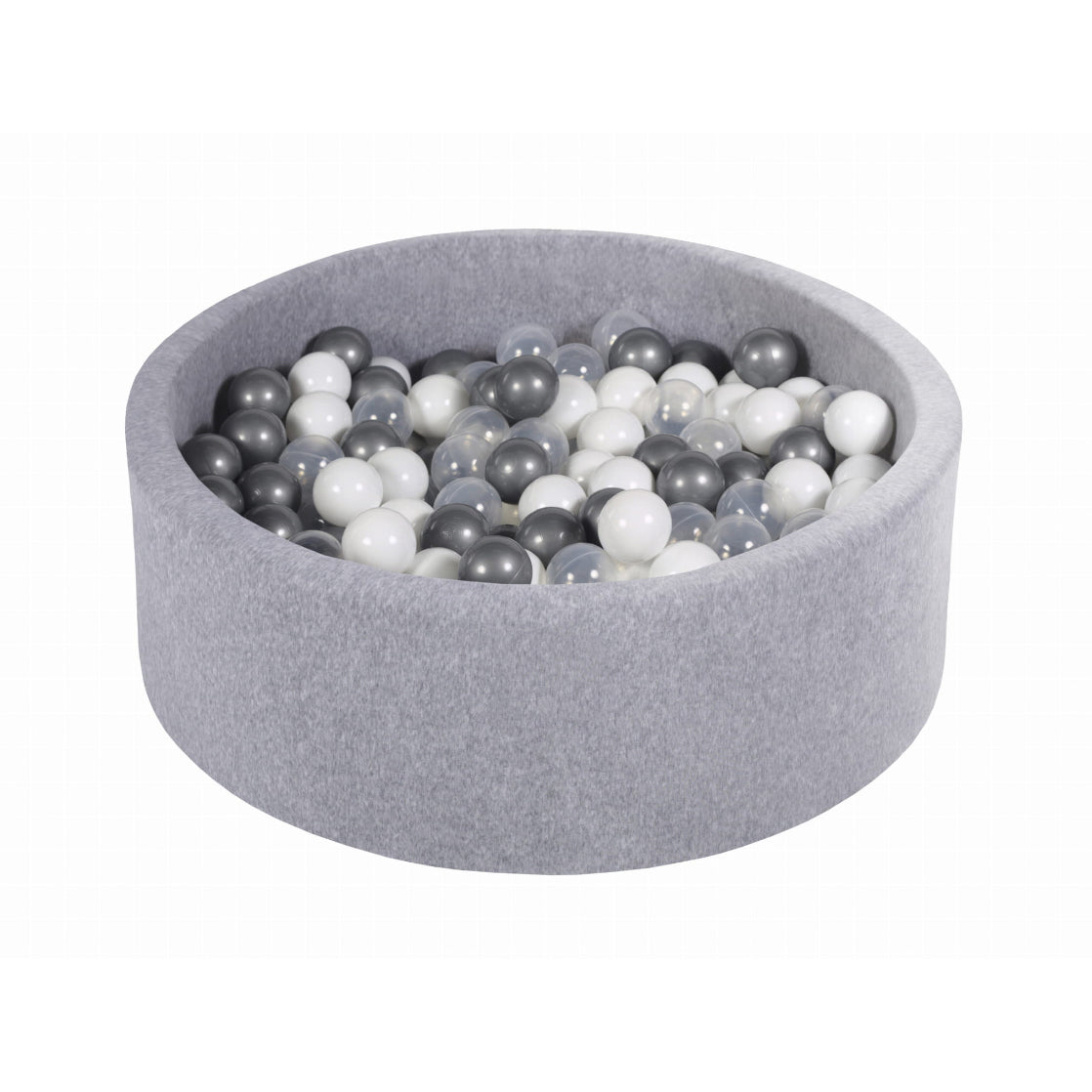 Velvet Round Ball Pit, Light Grey (Choose your own ball colours)