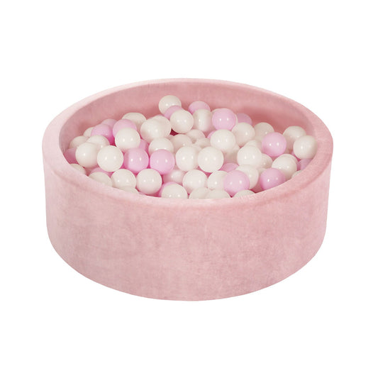 Velvet Round Ball Pit, Light Pink (Choose your own ball colours)