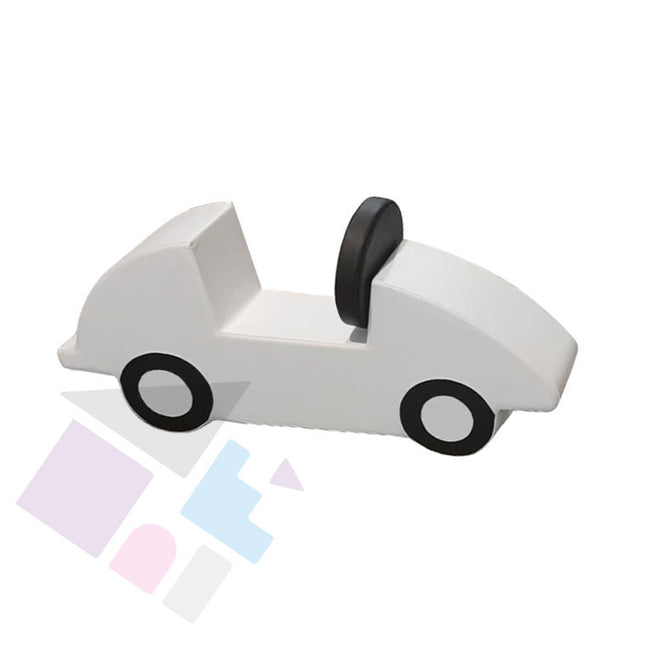 White Car Soft Play Ride-On, Foam Climber for Toddlers + Kids