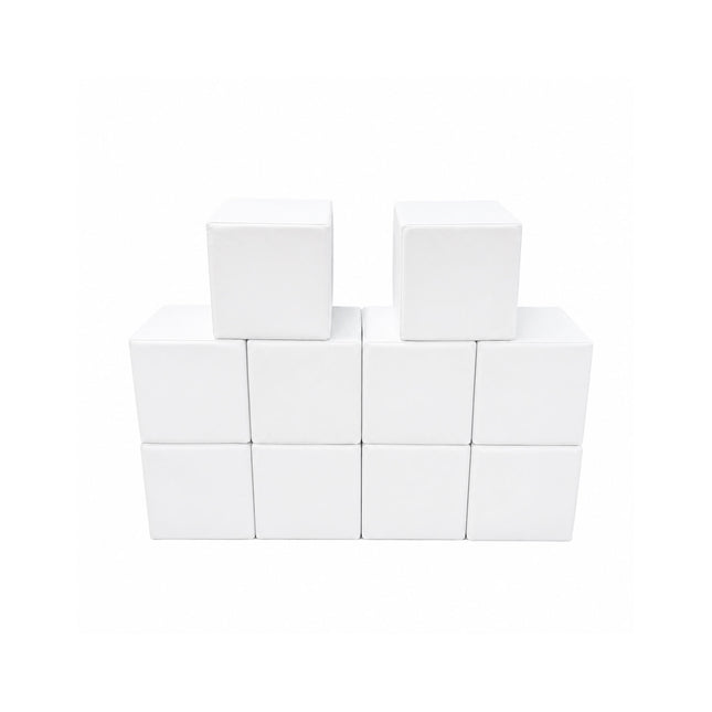 Soft Play Small Stacking Cubes (20cm Foam Building Blocks) Set of 10, White