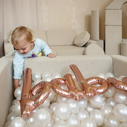 Bouclé Soft Play Square Ball Pit, Beige