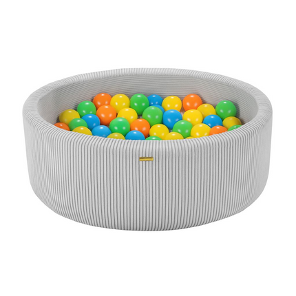 Chunky Corduroy Ball Pit/ Grey (Yellow, Green, Blue & Orange Balls)