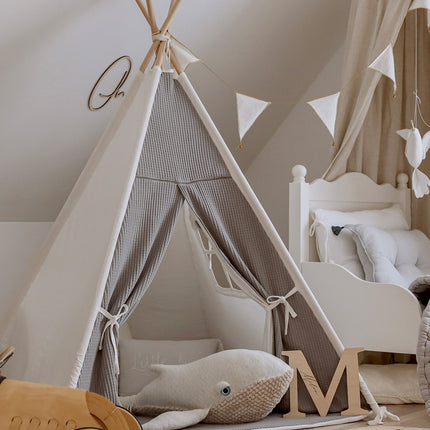 Waffle Teepee with Mat, Beige