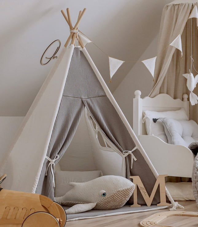 Waffle Teepee with Mat, Beige