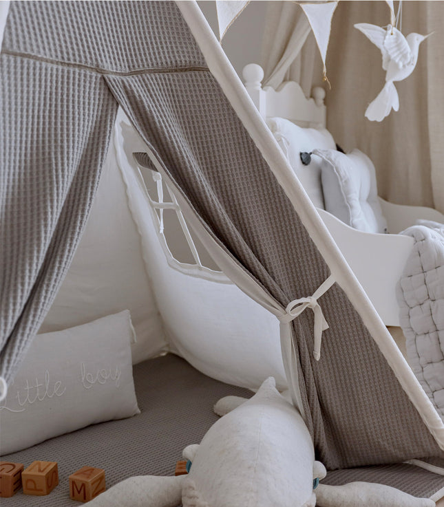 Waffle Teepee with Mat, Beige