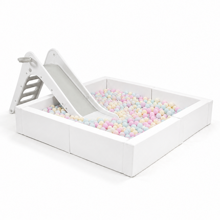 XL Soft Play 6ft Square Ball Pit + Neutral Slide + Balls BUNDLE