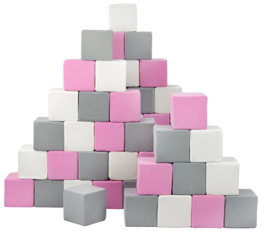 Stacking Blocks, Pink, Grey & White, 45 Pieces