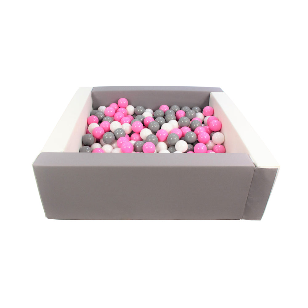 Soft Play Square Ball Pit | Grey & White (Choose your own ball colors)