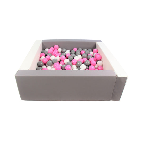 Soft Play Square Ball Pit, Grey & White (Choose your own ball colours)