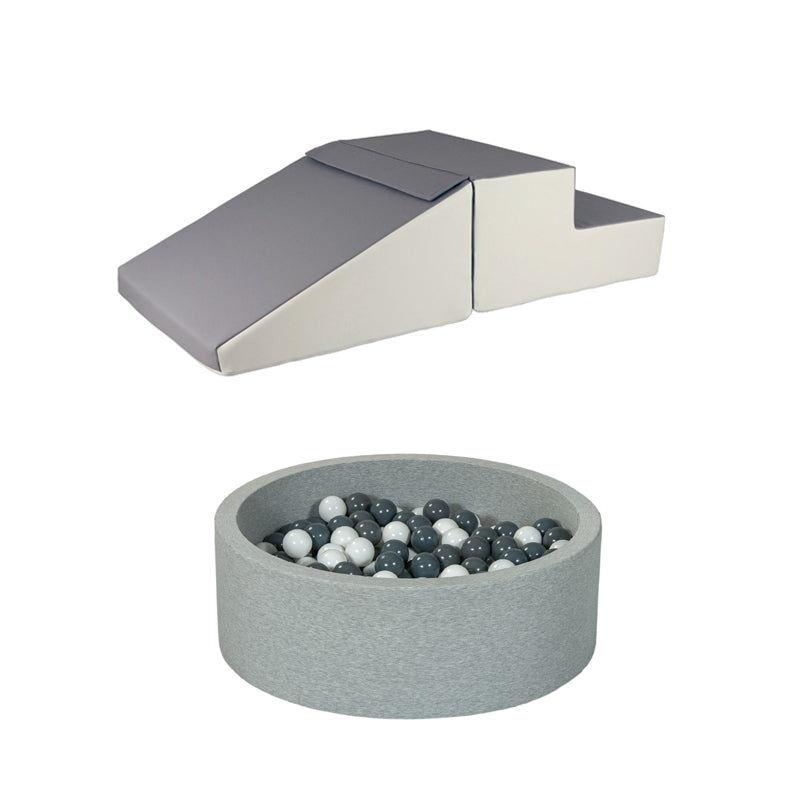 Mini Step & Slide + Ball Pit BUNDLE, Grey & White