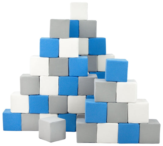 Stacking Blocks, Blue, Grey & White, 45 Pieces