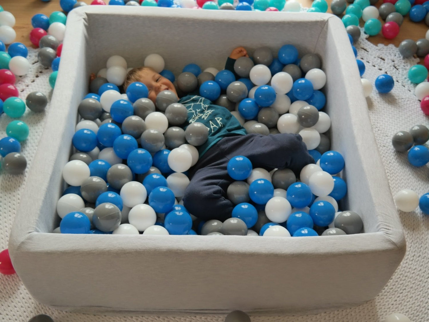 Soft Play Kingdom Square Ball Pit | Grey (Choose your own ball colors)