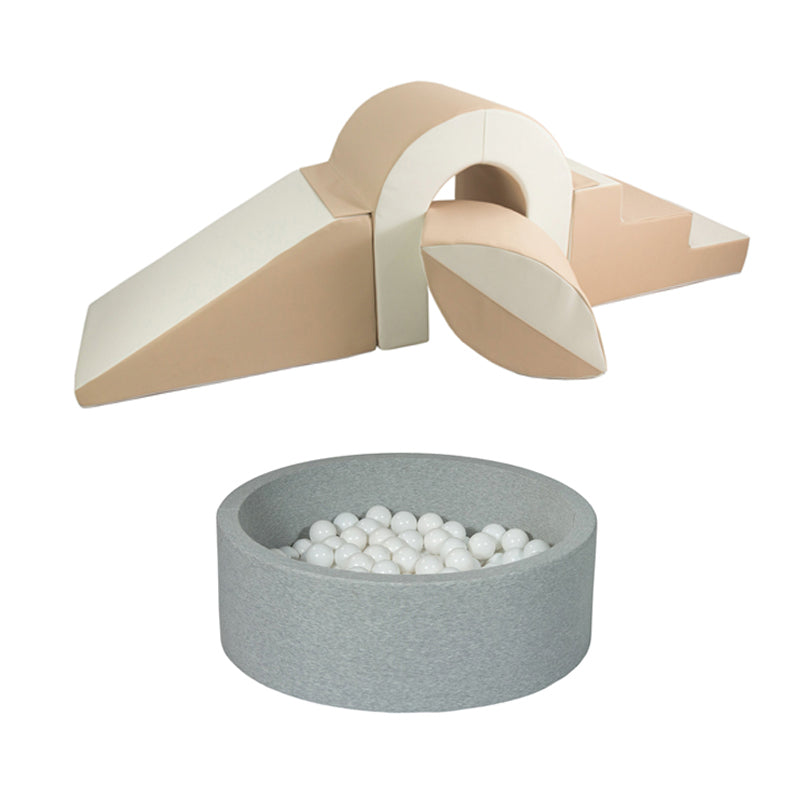 Bridge & Ball Climbing Set + Ball Pit BUNDLE, Beige & White