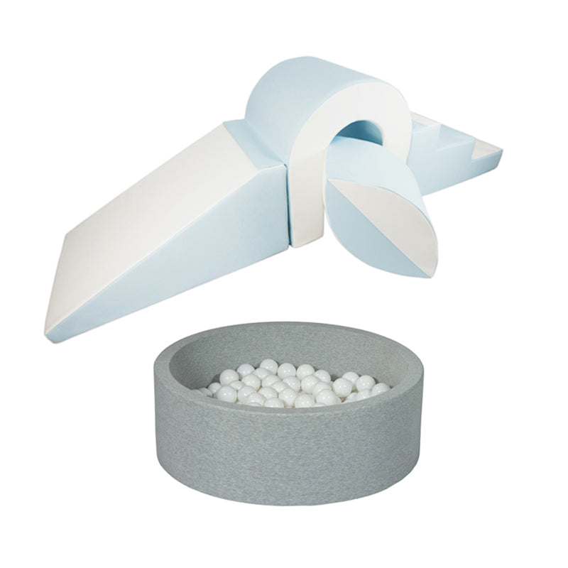 Bridge & Ball Climbing Set + Ball Pit BUNDLE, Pastel Blue & White