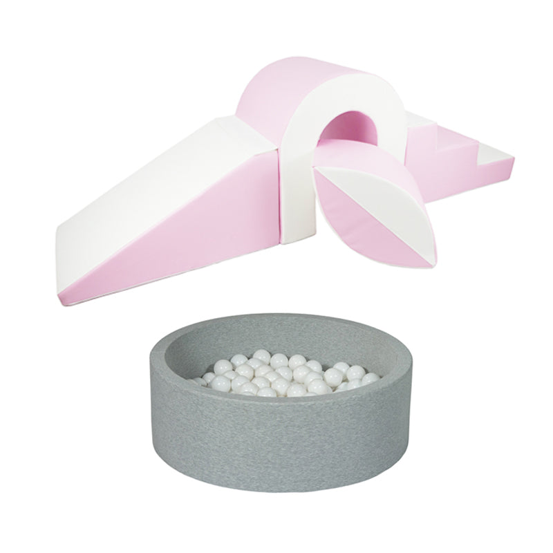 Bridge & Ball Climbing Set + Ball Pit BUNDLE, Pastel Pink & White