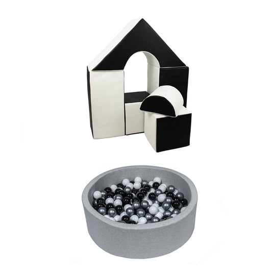 Castle (6 Pieces) + Ball Pit BUNDLE, Black & White