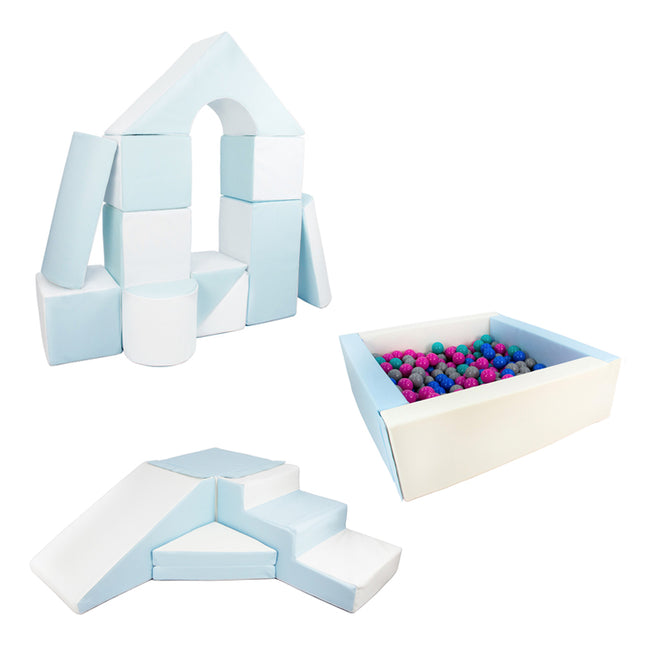 Ultimate Soft Play Square Ball Pit BUNDLE | Pastel Blue