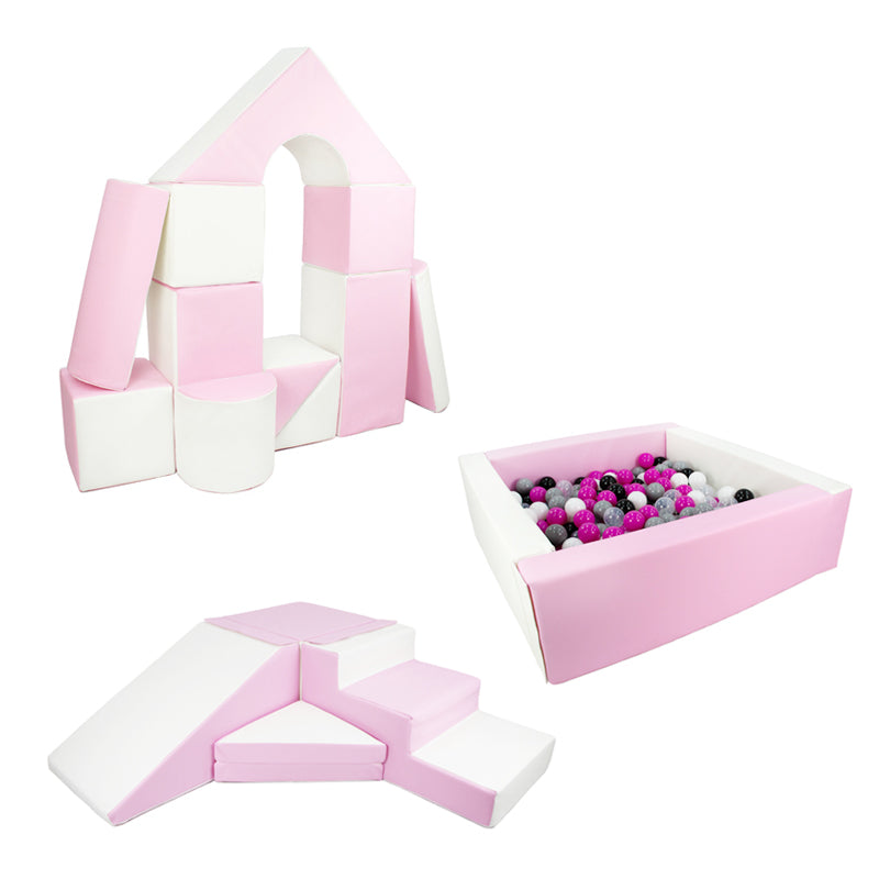 Ultimate Soft Play Square Ball Pit BUNDLE, Pastel Pink