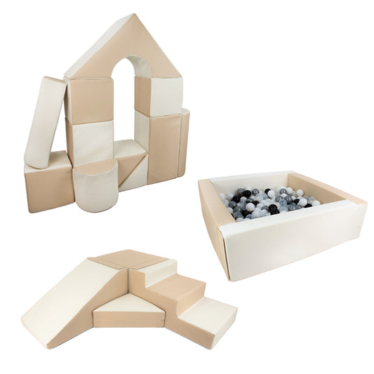 Ultimate Soft Play Square Ball Pit BUNDLE, Beige