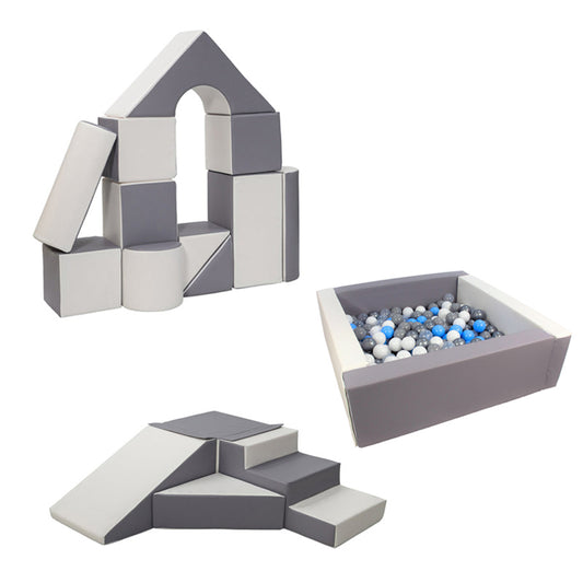 Ultimate Soft Play Square Ball Pit BUNDLE | Grey