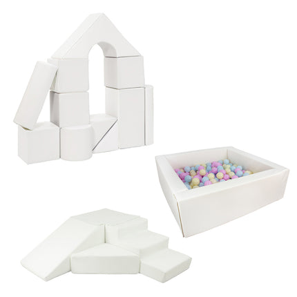 Ultimate Soft Play Square Ball Pit BUNDLE | White