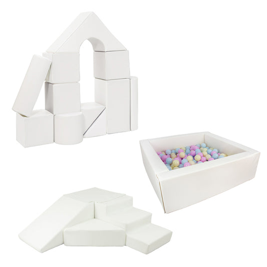 Ultimate Soft Play Square Ball Pit BUNDLE, White