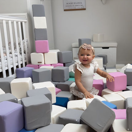 Stacking Blocks, Pink, Grey & White, 45 Pieces