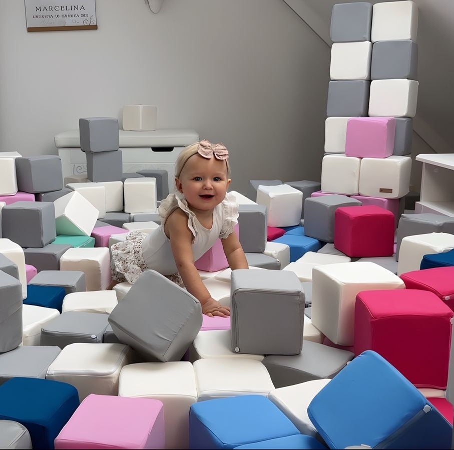 Stacking Blocks, Pink, Grey & White, 45 Pieces