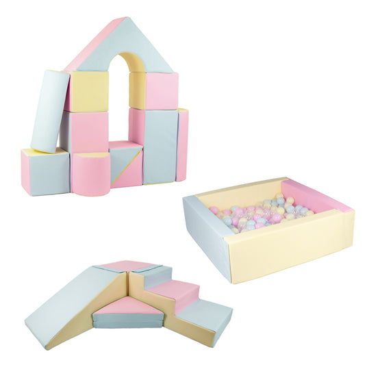 Ultimate Soft Play Square Ball Pit BUNDLE | Pastel Mix